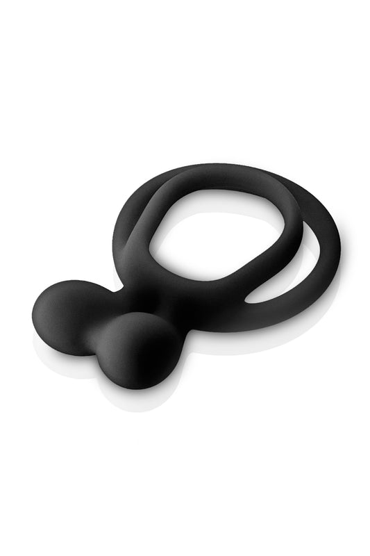 Double Cockring en Silicone Noir – Glamy